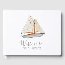 Libro De Visitas Watercolor Sailboat Beach House
