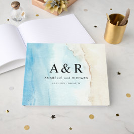Libro De Visitas Watercolor Sand Beach Tropical Destination Wedding