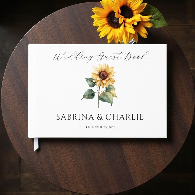 Libro De Visitas Watercolor Sunflower Rustic Floral Wedding (Subido por el creador)
