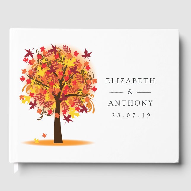 Libro De Visitas Watercolor Tree Otumn Fall Wedding (Anverso)