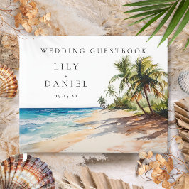 Libro De Visitas Watercolor Tropical Beach Wedding