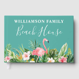 Libro De Visitas Watercolor Tropical Familia Floral Nombre Beach Ho