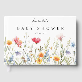 Libro De Visitas Watercolor Wildflower Baby Shower