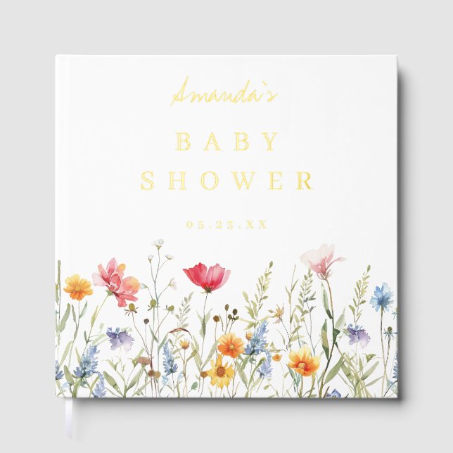 Libro De Visitas Watercolor Wildflower Baby Shower (Anverso)