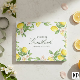Libro De Visitas Watercolor Wreath Mediterranean Citrus Wedding