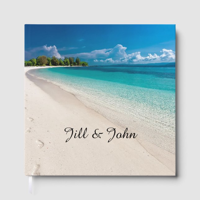Libro De Visitas Wedding Guest Book Beach Custom Keepsake (Anverso)