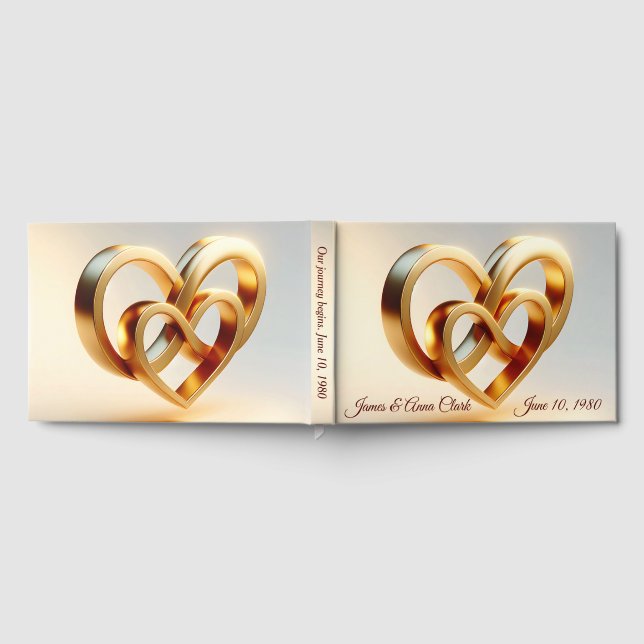 Libro De Visitas Wedding Infinity and Gold Heart Symbol (Lleno)