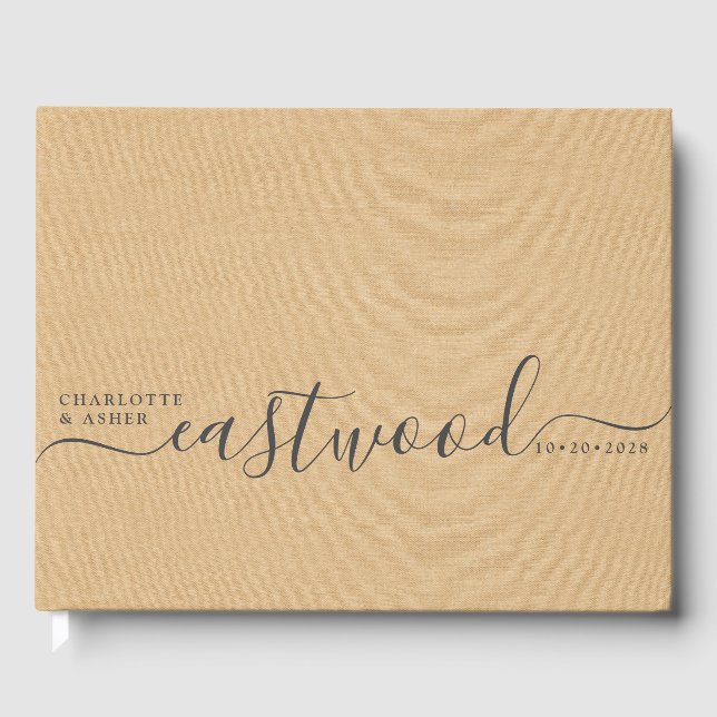 Libro De Visitas Wedding Monogram Peach Cream Wedding (Anverso)