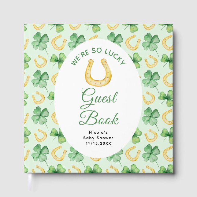 Libro De Visitas We're So Lucky Horseshoe St Patrick's Baby Shower (Anverso)