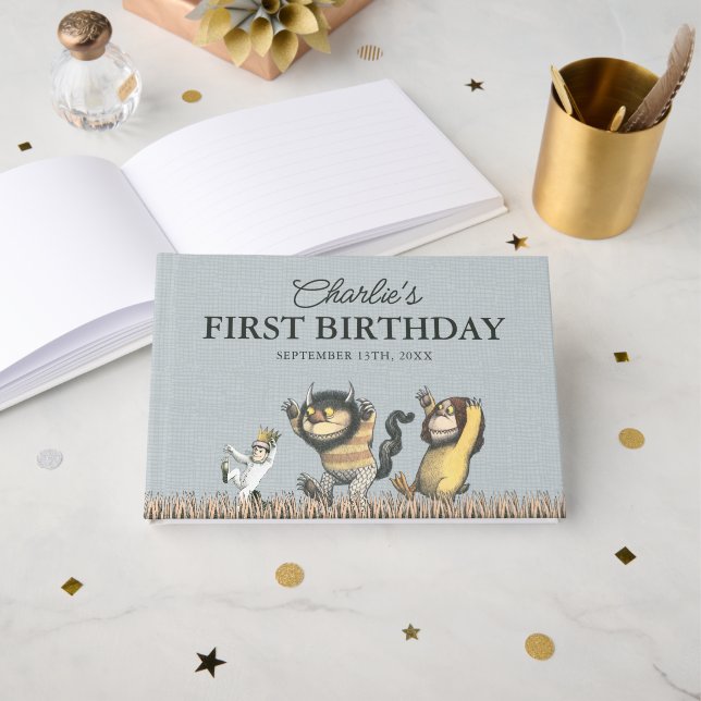 Libro De Visitas Where the Wild Things Are First Birthday (Anverso Abierto)