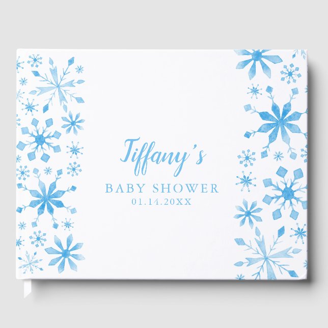 Libro De Visitas Whimsical Blue Winter Wonderland Baby Shower (Anverso)