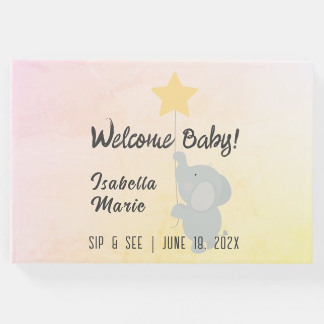 Libro De Visitas Whimsical Elephant Sip & See Fiesta (Anverso)