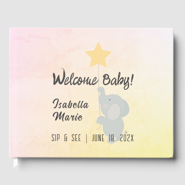 Libro De Visitas Whimsical Elephant Sip & See Fiesta (Anverso)