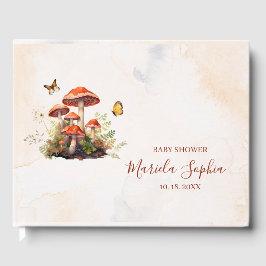 Libro De Visitas Whimsical Mushroom Watercolor Baby Shower