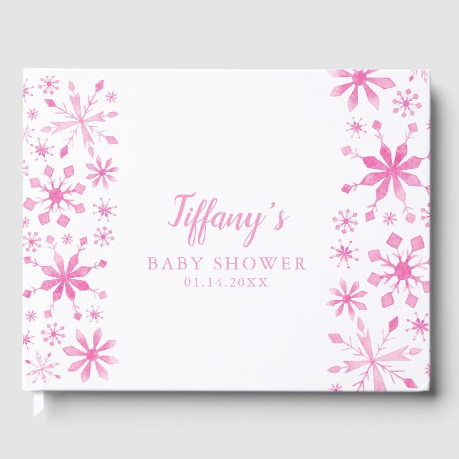 Libro De Visitas Whimsical Pink Winter Wonderland Baby Shower (Anverso)