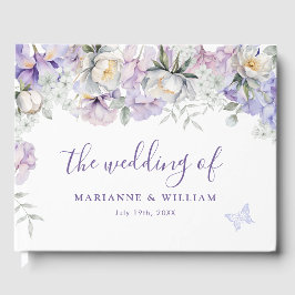 Libro De Visitas Whimsical Purple Floral Romántica Wedding RSVP