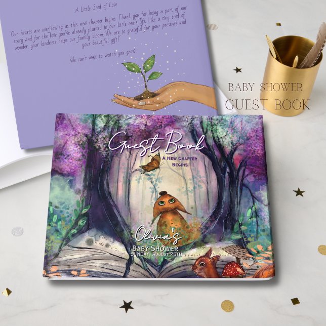 Libro De Visitas Whimsical Storybook Woodland Purple Guest Book (Whimsical Storybook Woodland Purple Guest Book)