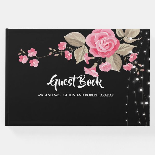 Libro De Visitas Whimsical String Lights Black (Anverso)