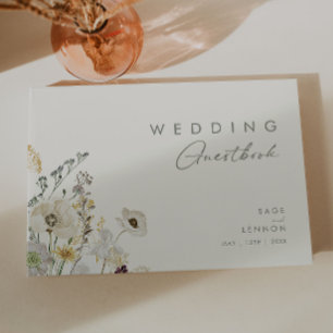 Libro De Visitas Whimsical Wildflower Meadow   Boda de Marfil