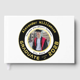 Libro De Visitas White Modern Photo Graduation Gold Foil Guest Book