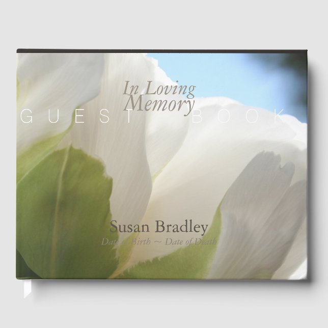 Libro De Visitas White Peony In Love Memory Funeral Guest Book (Anverso)