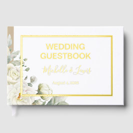 Libro De Visitas White Roses Floral Wedding Guest Book