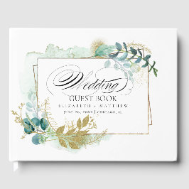 Libro De Visitas Wild Meadow | Boda de acuarela verde