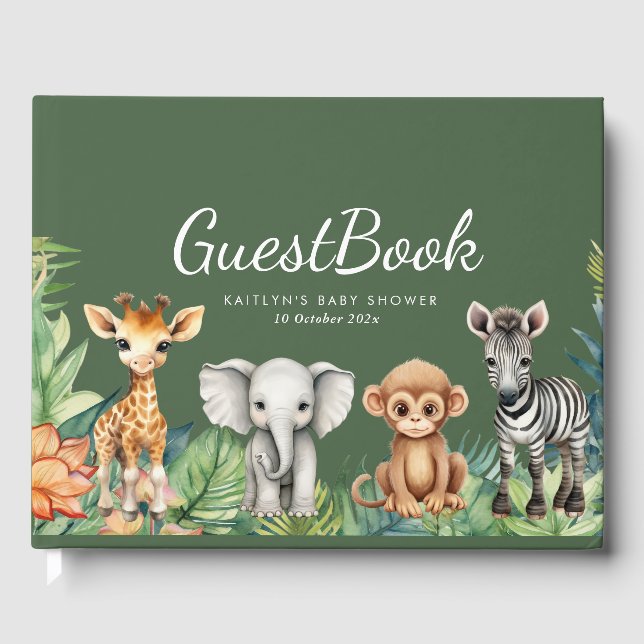 Libro De Visitas Wild One Jungle Safari Baby Shower (Anverso)