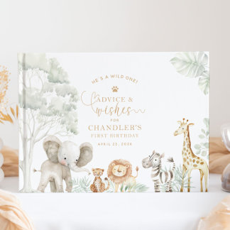 Libro De Visitas Wild One Jungle Safari Guestbook
