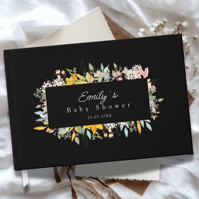 Libro De Visitas Wildflower Garden Charm | Baby Shower (Wildflower Garden Charm | Custom Baby Shower Guest Book with your Name & Date.)