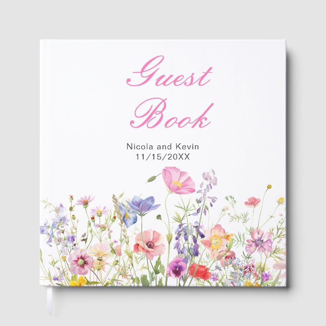 Libro De Visitas Wildflower Spring Floral Wedding Guest Book (Anverso)
