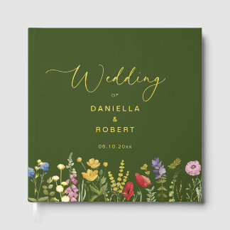 Libro De Visitas Wildflower Watercolor Green Floral Wedding