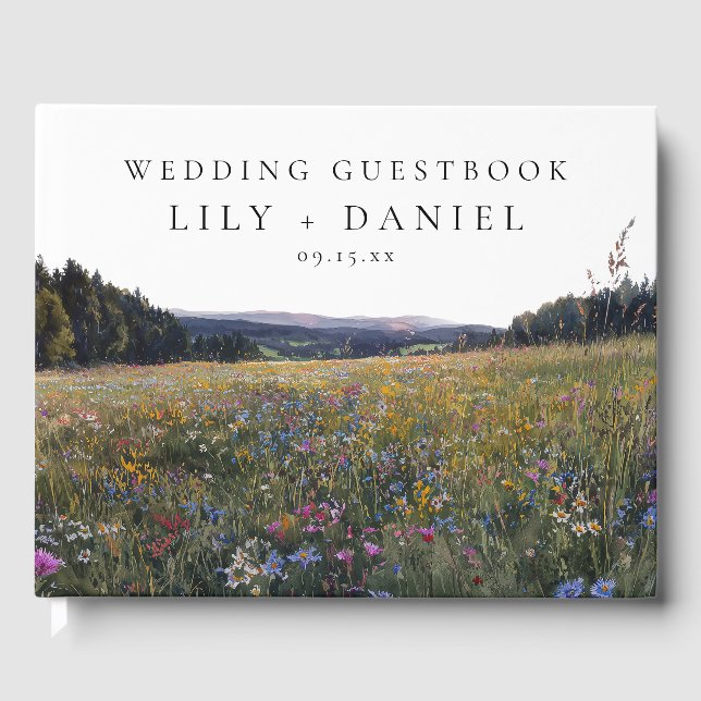 Libro De Visitas Wildflowers Floral Meadow Wedding Photo (Anverso)