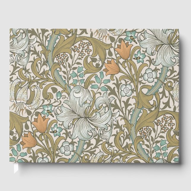 Libro De Visitas William Morris Golden Lily Blue Gold (Anverso)