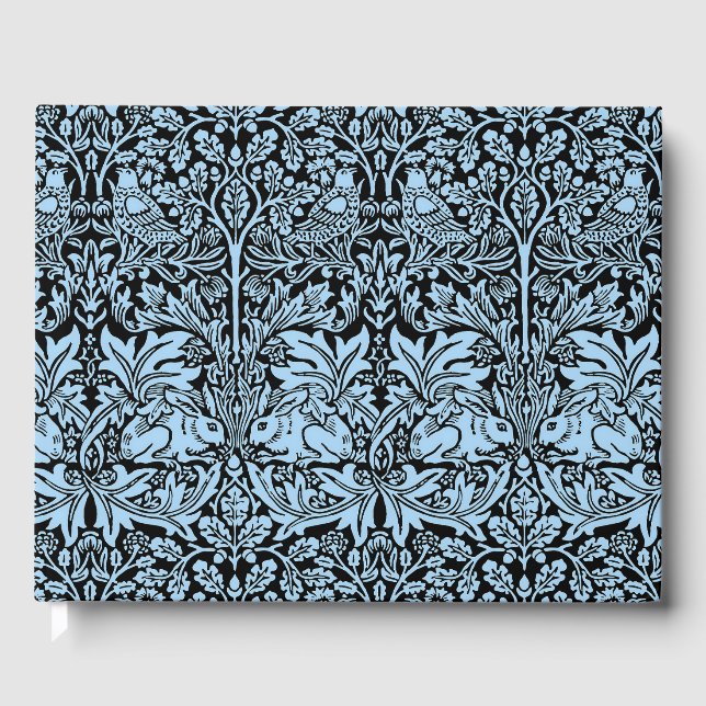 Libro De Visitas William Morris Hermano Conejo Azul Claro Negro (Anverso)