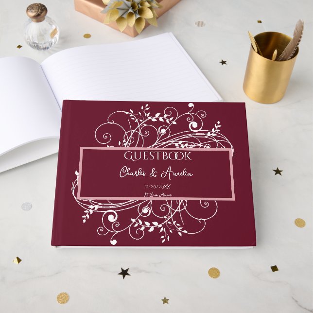 Libro De Visitas Wine Flourish Boda Guest Book (Anverso Abierto)