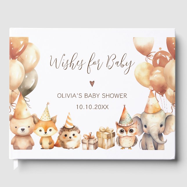 Libro De Visitas Wings for Baby Woodland Baby Shower Guest Book (Anverso)