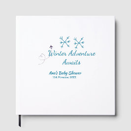Libro De Visitas Winter Adventure awaits baby shower blue snowflake