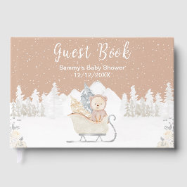 Libro De Visitas Winter Bear Brown Sleigh Baby Shower