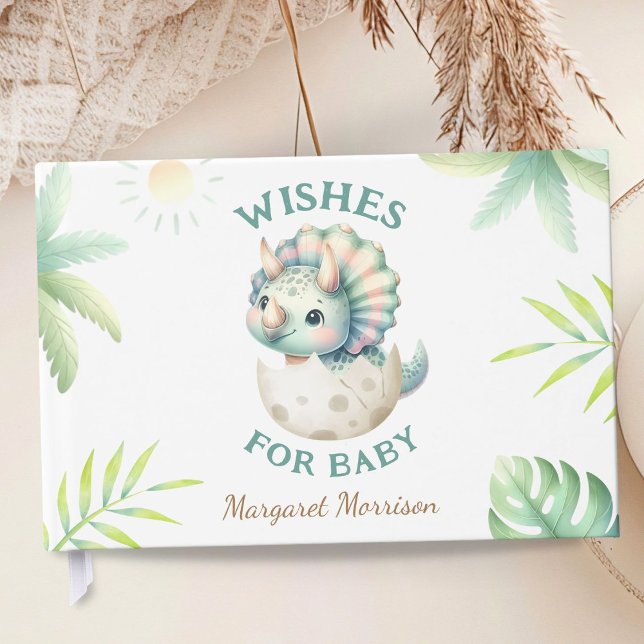 Libro De Visitas Wishes For Baby Girl Cute Dinosaur Guest Book (Subido por el creador)