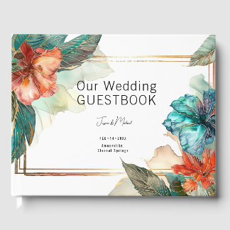 Libro De Visitas With photo teal Hibiscus Serenade Paradise