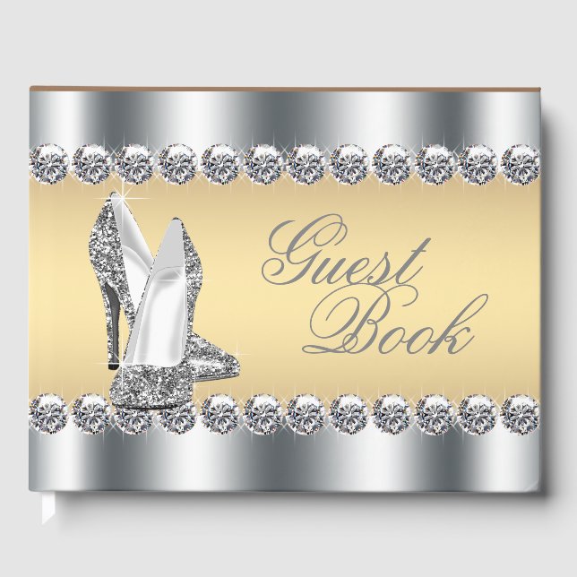 Libro De Visitas Womans Silver Gold High Heel Shoe Guest Book (Anverso)