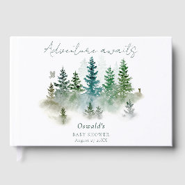Libro De Visitas Woodland Adventure Awaits Watercolor Baby Shower