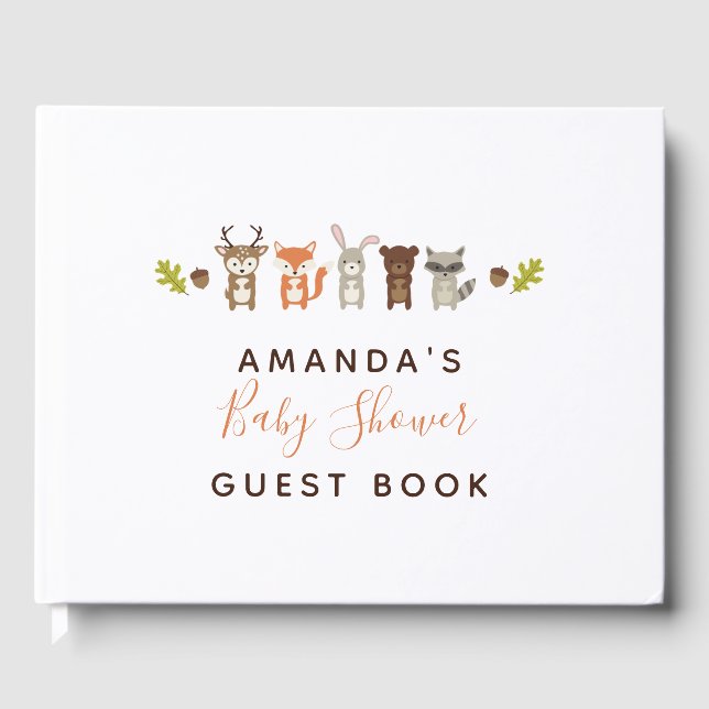 Libro De Visitas Woodland Baby Shower Guest Book (Anverso)