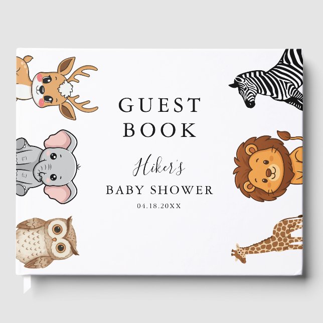 Libro De Visitas Woodland Forest Animals Baby Shower (Anverso)