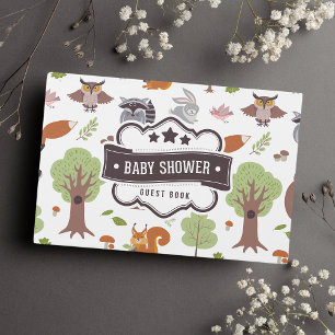 Libro De Visitas Woodland Forest Animals Cute Boy Baby Shower