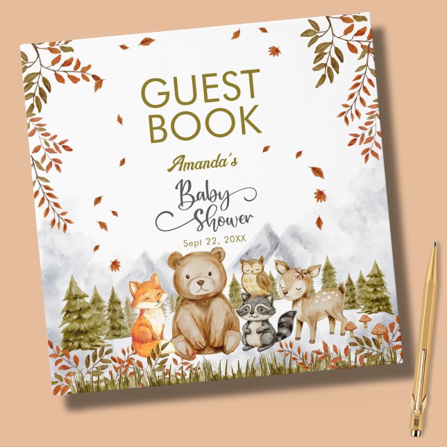 Libro De Visitas Woodland Forest Friends Baby Shower Guest Book (Subido por el creador)