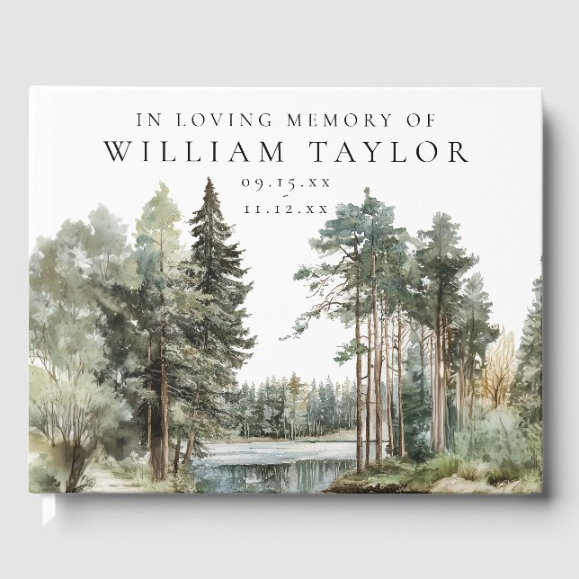 Libro De Visitas Woodland Forest Lake In Loving Memory Funeral (Anverso)