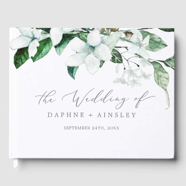 Libro De Visitas Woodland Greenery Monogram Back Boda (Anverso)
