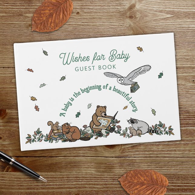 Libro De Visitas Woodland Storybook quiere Baby Shower (Wishes for Baby Guest Book )